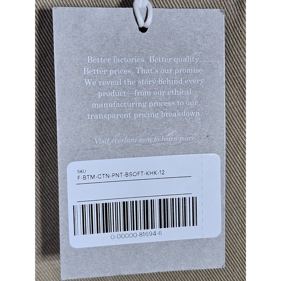 Everlane The Relaxed Chino in Buttersoft Pants Womens Size 12 Khaki Color NWT - Picture 7 of 11
